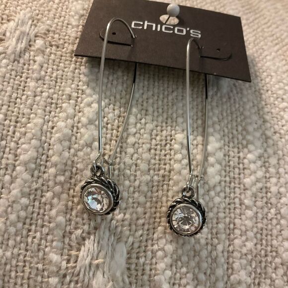 0177-Chico's Silver Drop Earrings - Picture 1 of 4